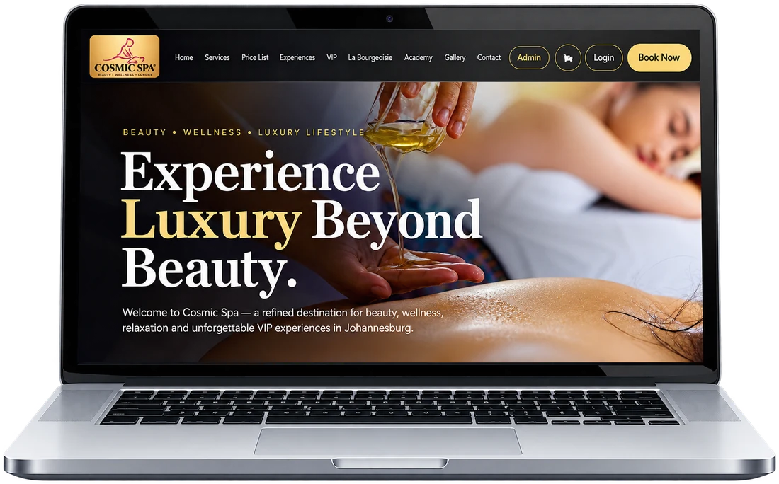Cosmic Spa website mockup